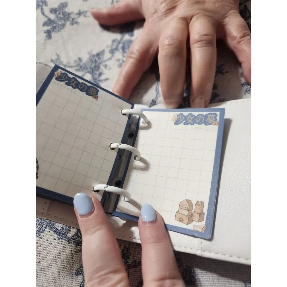 Mini Notebook Kawaii Girl Character Blue Bear Keychain Journal A7